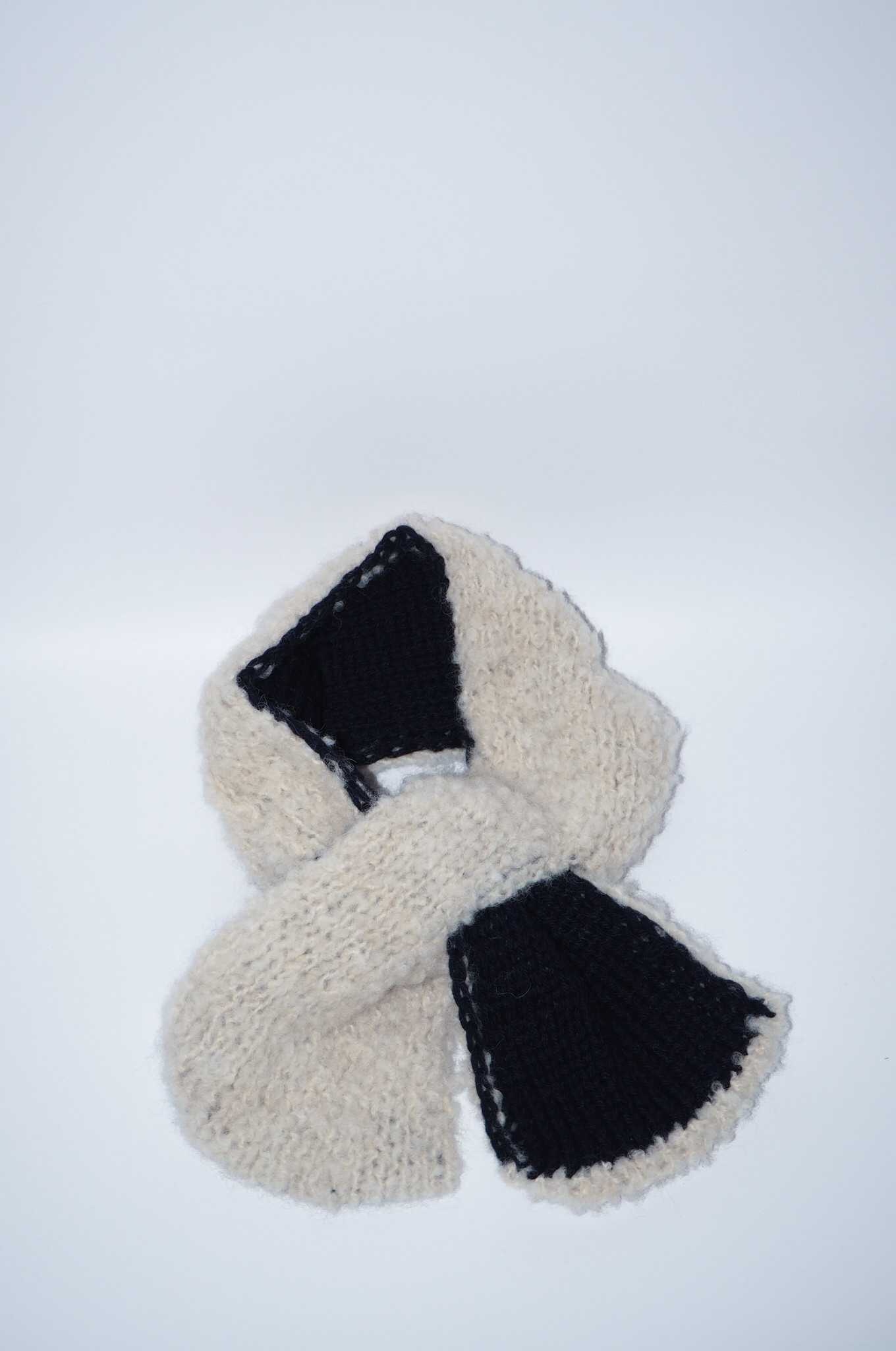 【ADAM Scarf Navy/Beige】スリットマフラー | ハンドニット | モコモコ