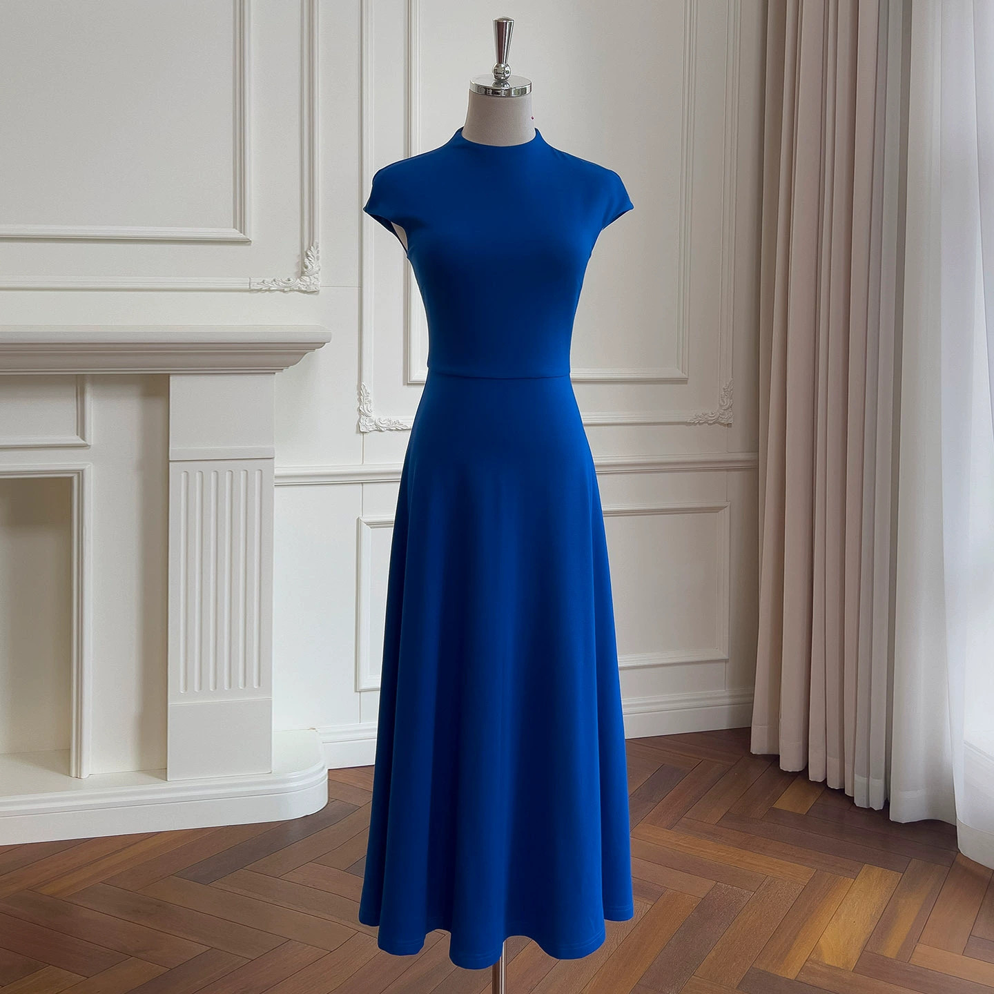 ニット 秋冬 青 ウェディングドレス パーティー ロング ワンピース シンプル 痩せる 上品 韓国風 二次会 69493