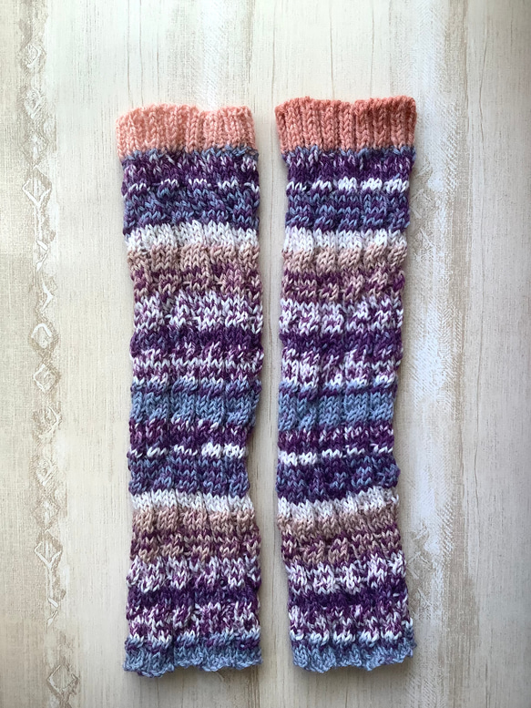 再販＊ソックヤーンのレッグウォーマー　手編み　#35 アームウォーマー 2枚目の画像