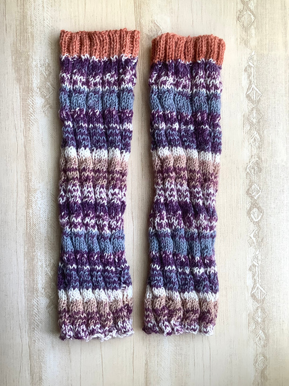 再販＊ソックヤーンのレッグウォーマー　手編み　#35 アームウォーマー 3枚目の画像