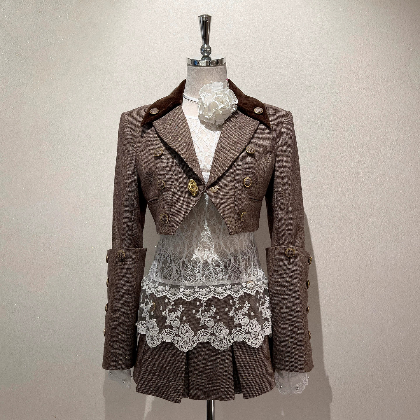 3点セット ジャケット レース長袖 スカート 高級感 ウェディングドレス パーティー 韓国風 二次会 91626