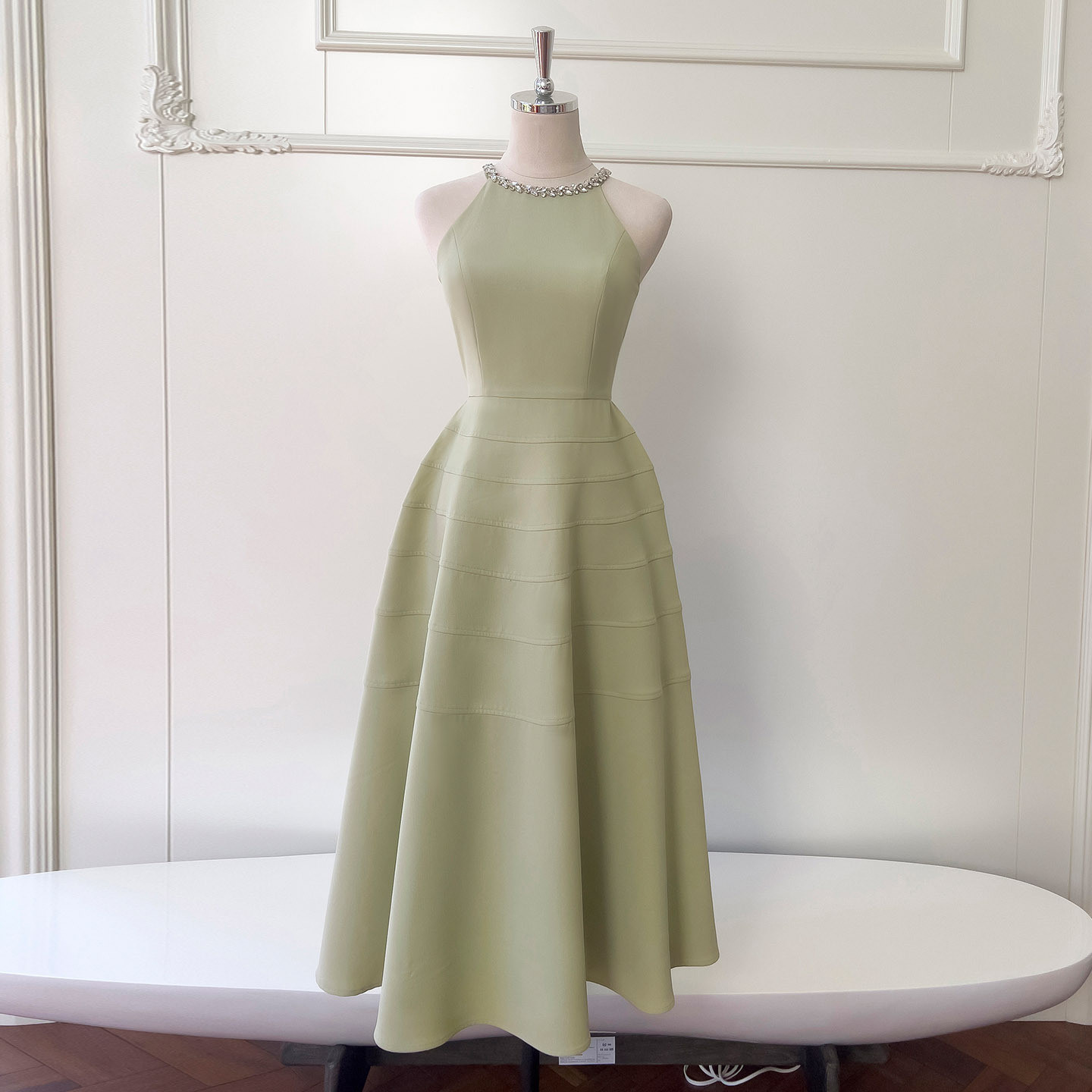 ノースリーブ 緑 高級感 ウェディングドレス パーティー ロング 可愛い 綺麗 韓国風 二次会 69513
