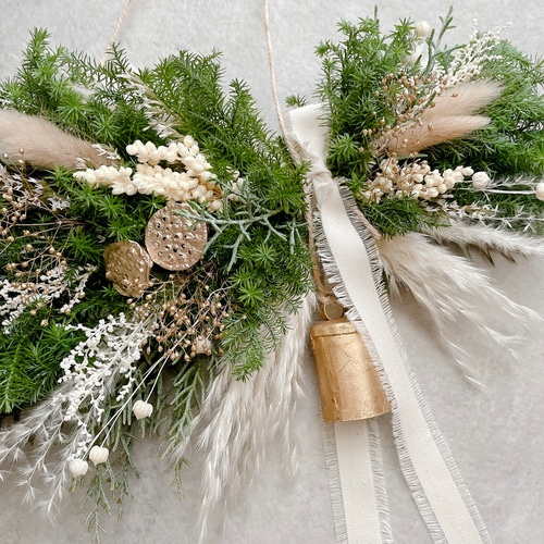 クリスマス 横向きスワッグ 針葉樹 ドライフラワー 横長スワッグ