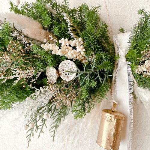 クリスマス 横向きスワッグ 針葉樹 ドライフラワー 横長スワッグ