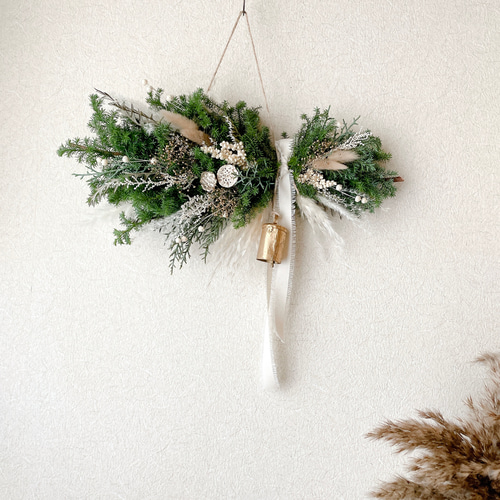 クリスマス 横向きスワッグ 針葉樹 ドライフラワー 横長スワッグ