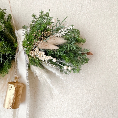 クリスマス 横向きスワッグ 針葉樹 ドライフラワー 横長スワッグ