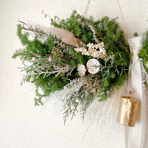 クリスマス 横向きスワッグ 針葉樹 ドライフラワー 横長スワッグ