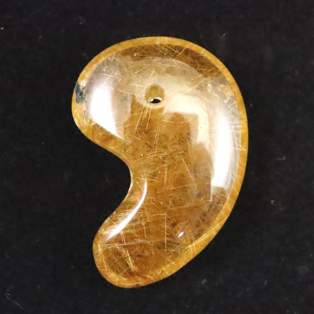 ヒマラヤ マニハール産 ゴールドルチル入り 水晶 34mm勾玉 11.1g #45872