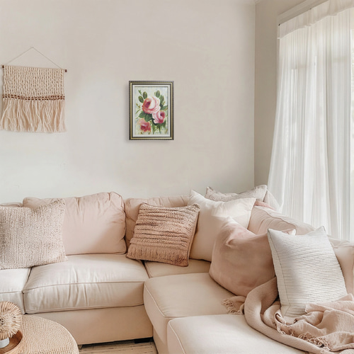 原画・ 手描き・A4額付 Rosa ancienne『やさしい午後』 アクリル画