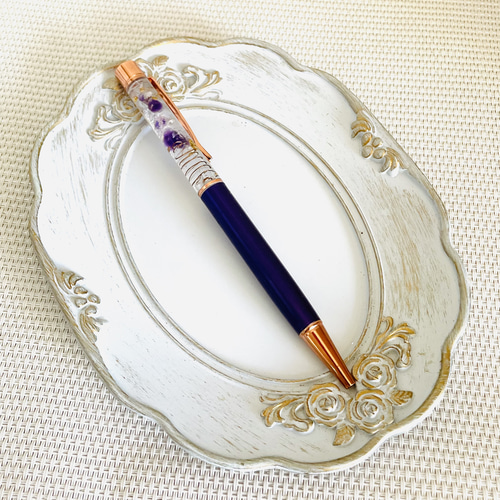 ✨送料無料✨天然石アメジスト✨オルゴナイトボールペン✨替芯付き