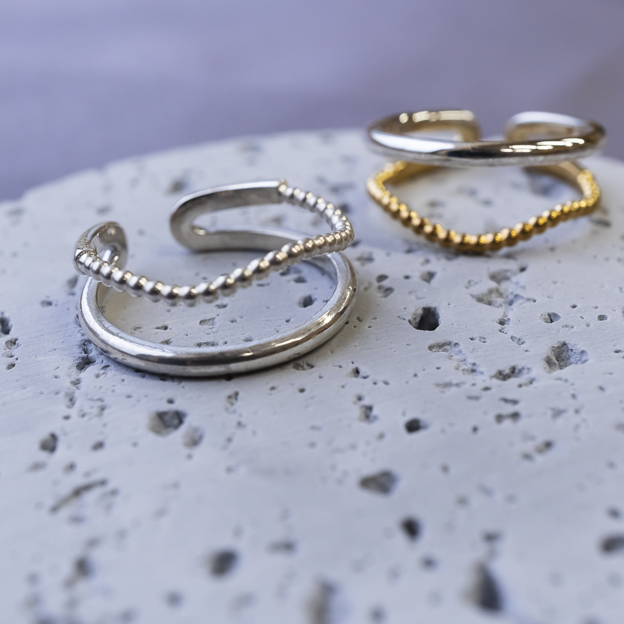 【レイヤード風】細身　つけっぱなし　シルバー925リング　選べるカラー　送料無料　【受注生産】S-058