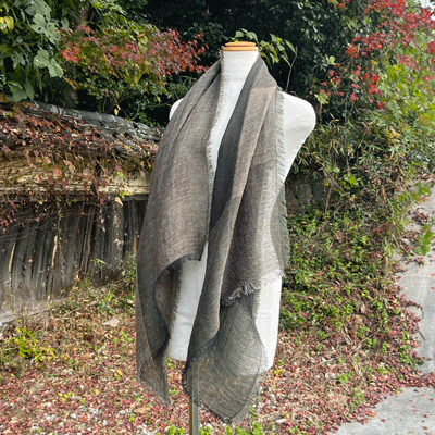 柿渋染め三重織ストールK25092