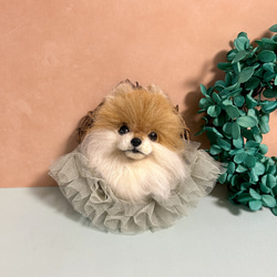 羊毛フェルト にこにこポメラニアン 送料無料 クリーム 羊毛フェルト