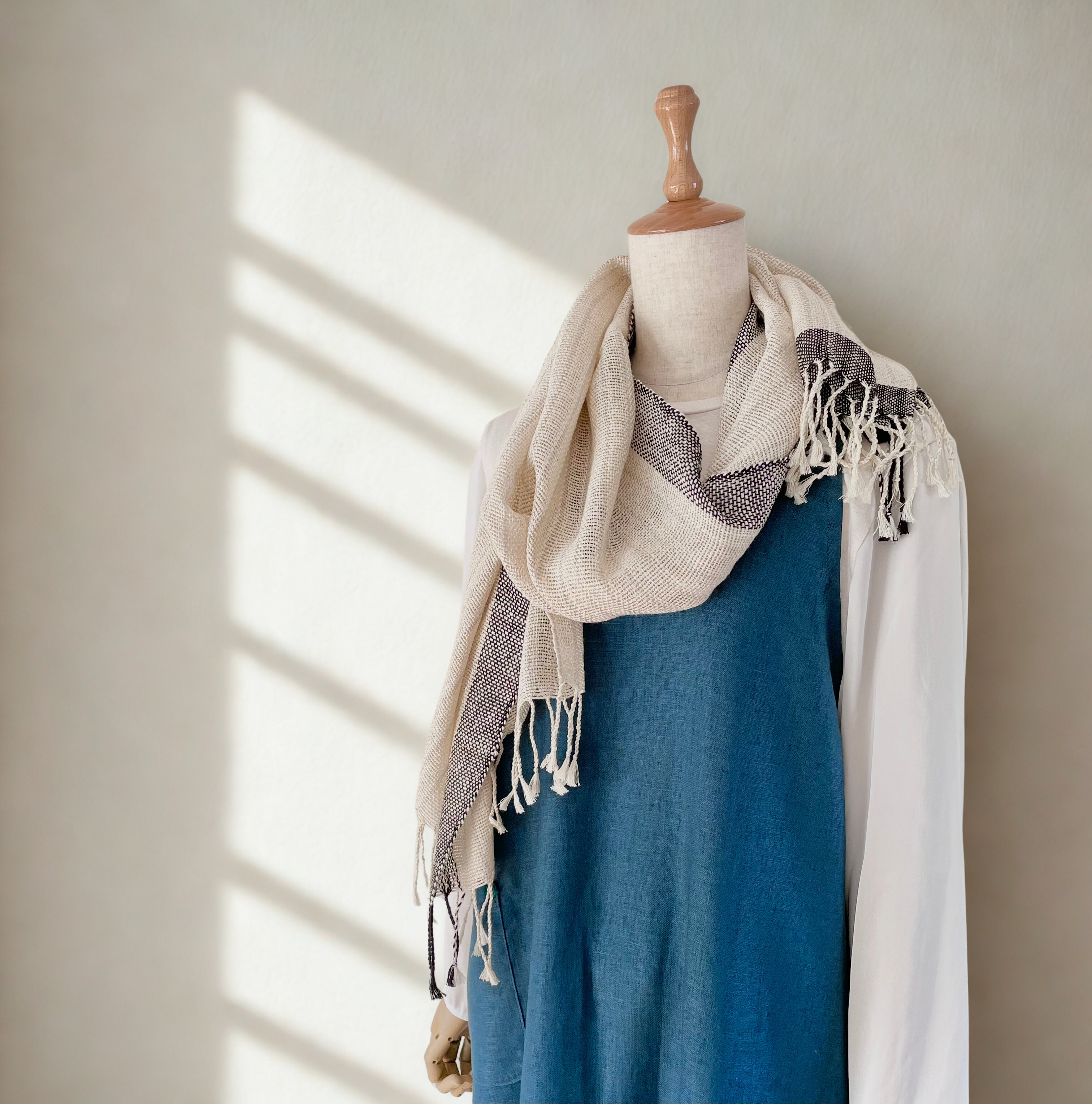 コットンシルクの手織りストール