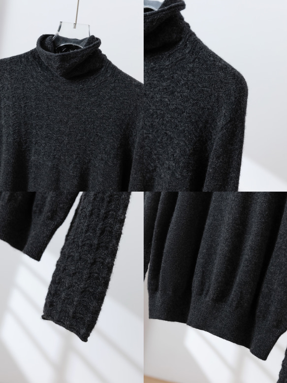 冬季必備單品，兼具保暖性和高品質。羊毛針織高領毛衣，四色可選。 251110 第16張的照片