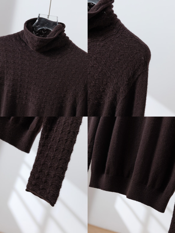冬季必備單品，兼具保暖性和高品質。羊毛針織高領毛衣，四色可選。 251110 第13張的照片
