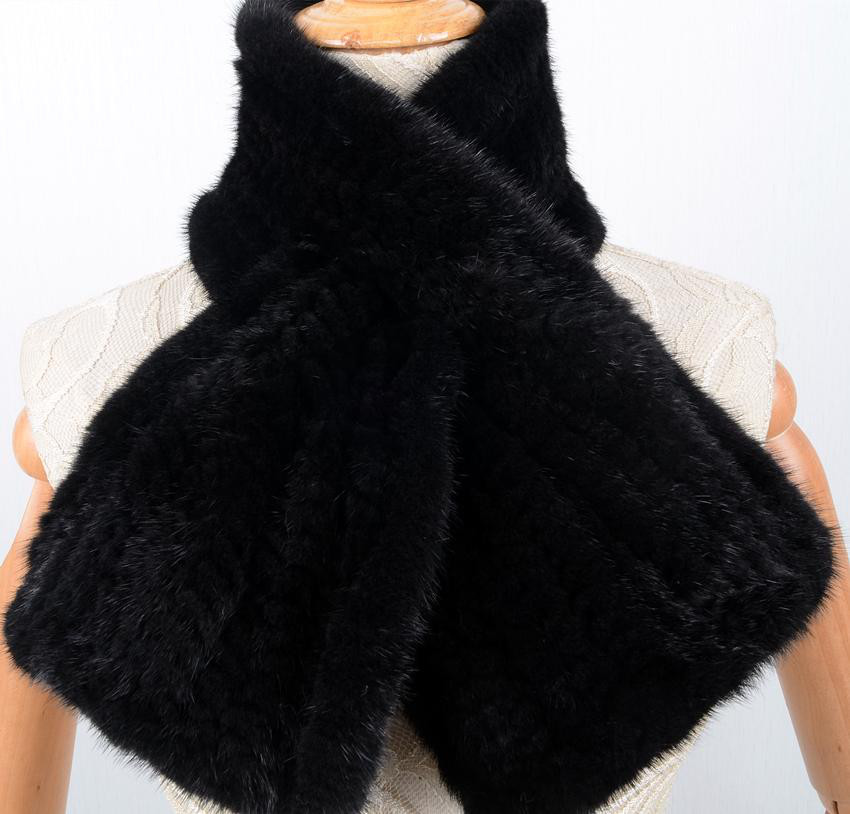 上質なミンク 編み込み マフラー黒♪毛皮 リアルファー/ギフトプレゼント