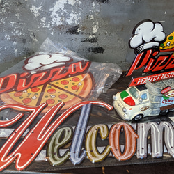 イタリアン ピッザ pizzaブリキ看板各種 4点セット 面白い看板 色々