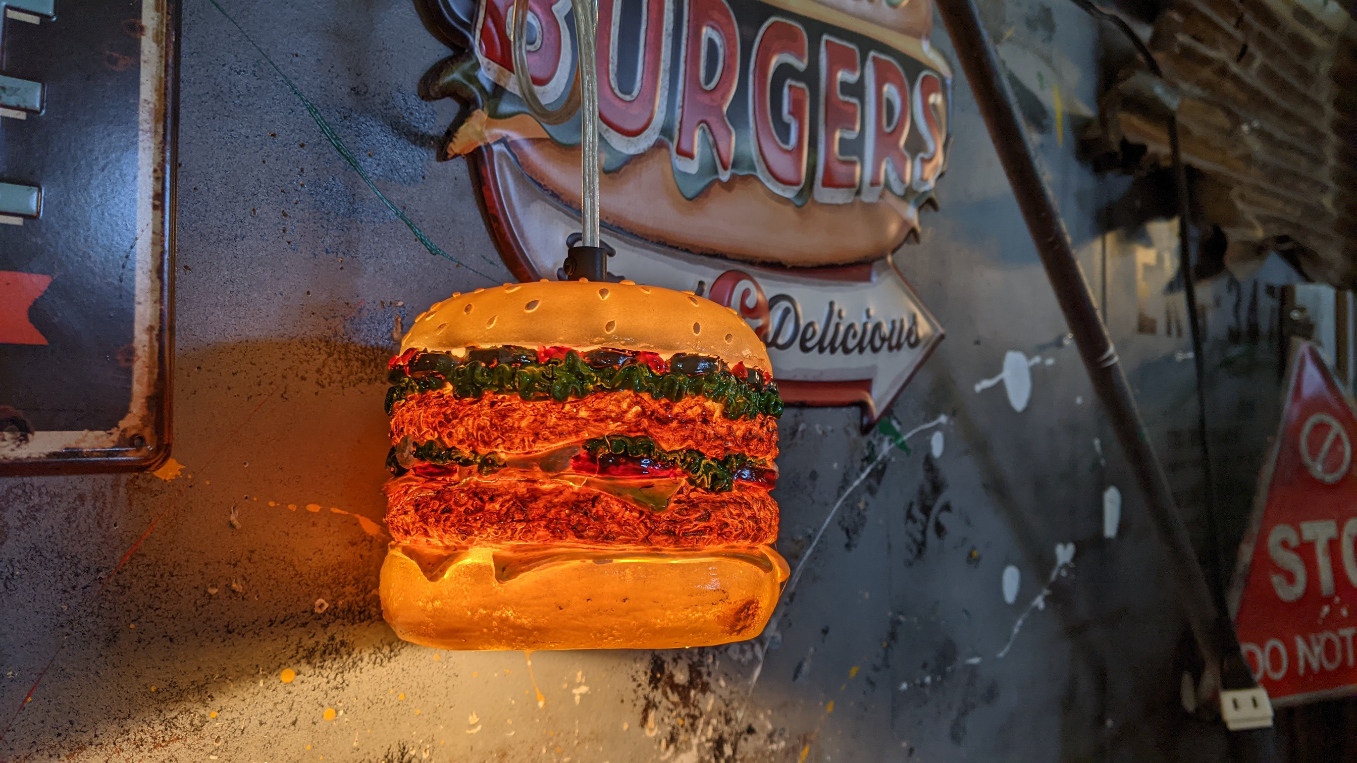 アメリカンダイナー  ハンバーガー ペンダントランプ ① バーガー 電飾看板  #バーガーズカフェ  #シーリングライト