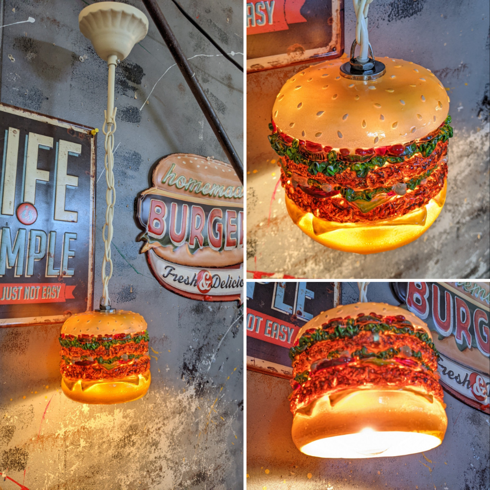 アメリカンダイナー  ハンバーガー ペンダントランプ ③  バーガー 電飾看板  #面白いランプ #店舗什器