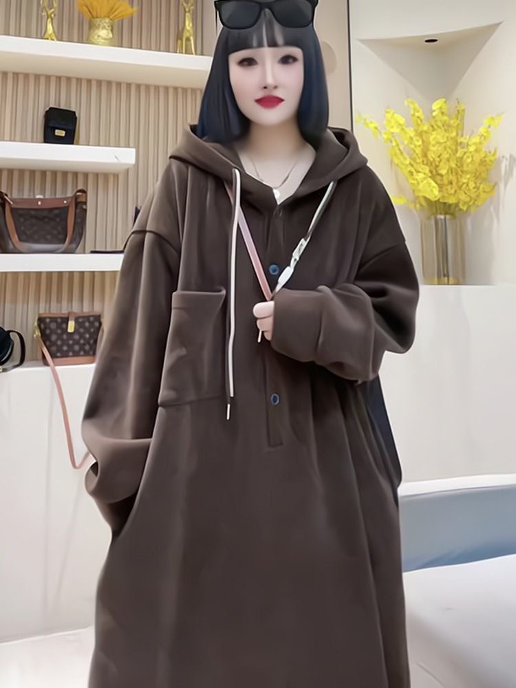 大きいサイズ ヨーロピアンデザイン プレミアム感あふれる フード付きダイソンドレス レディース 秋冬ニューアイテム ルー