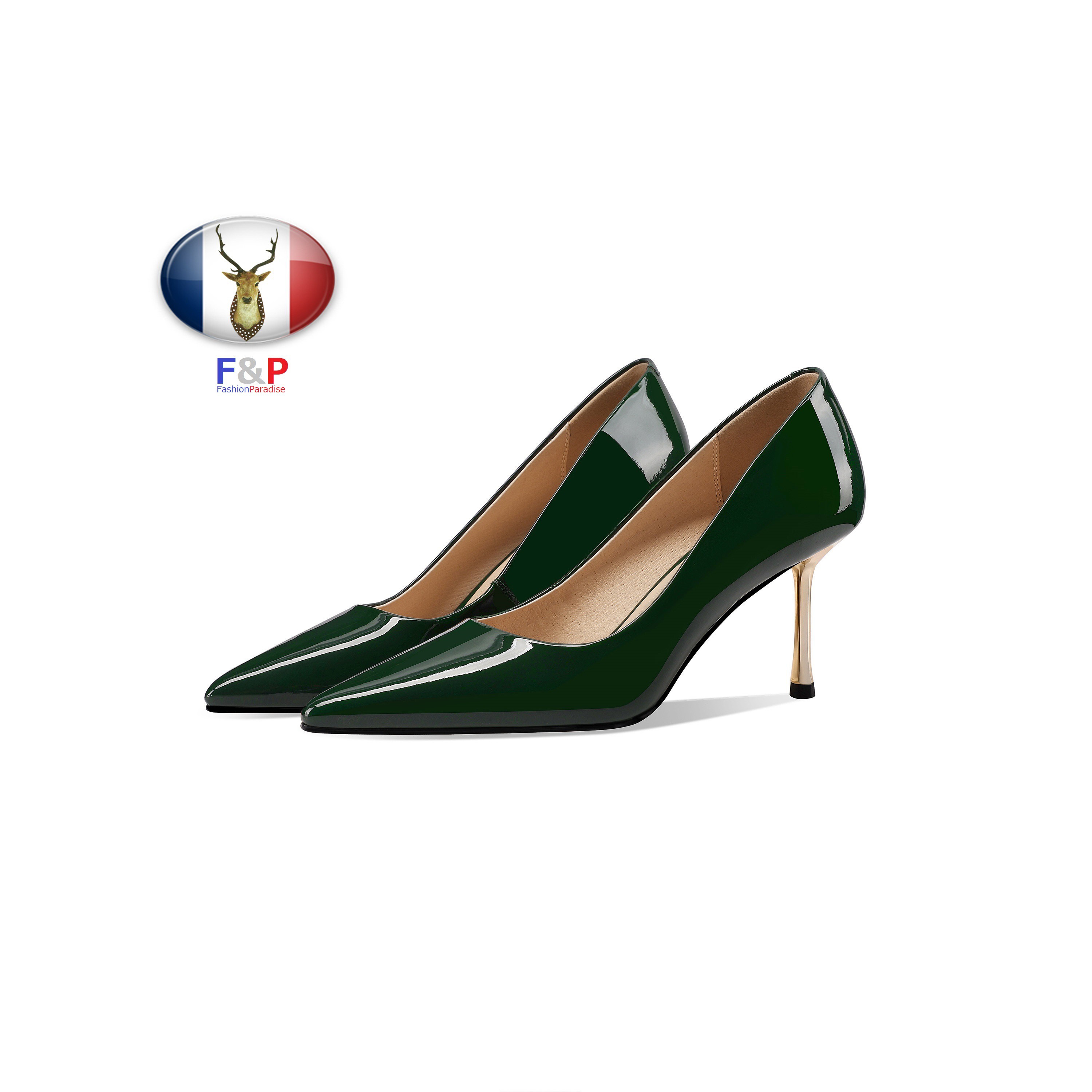 ポインテッドトゥエナメルハラコレザーパンプスシューズ全2色