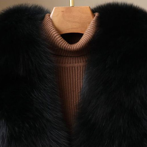 和装、洋装　ファーショール 新品フォックスとミンクファーケープストール 黒 毛皮ファーショール