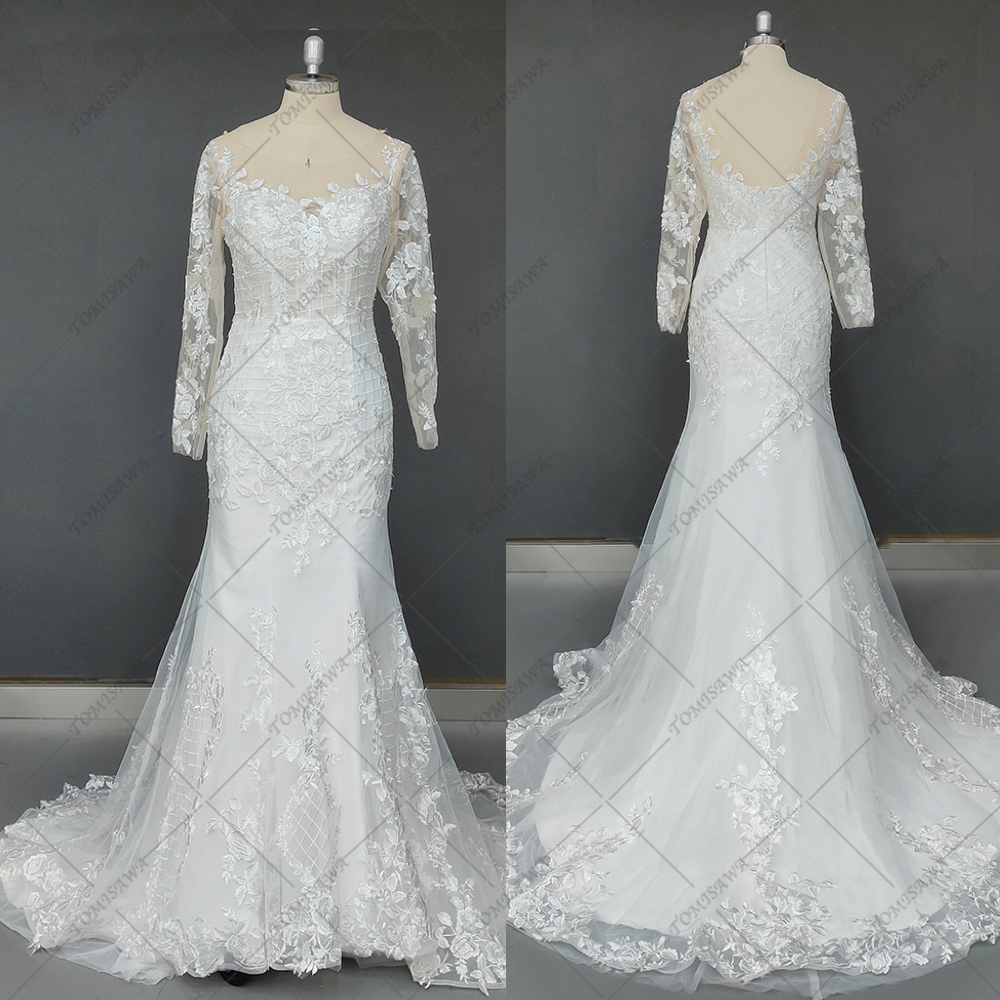 マーメイドライン 上品 ウェディングドレス 二次会 結婚式 旅行撮影ドレス F158