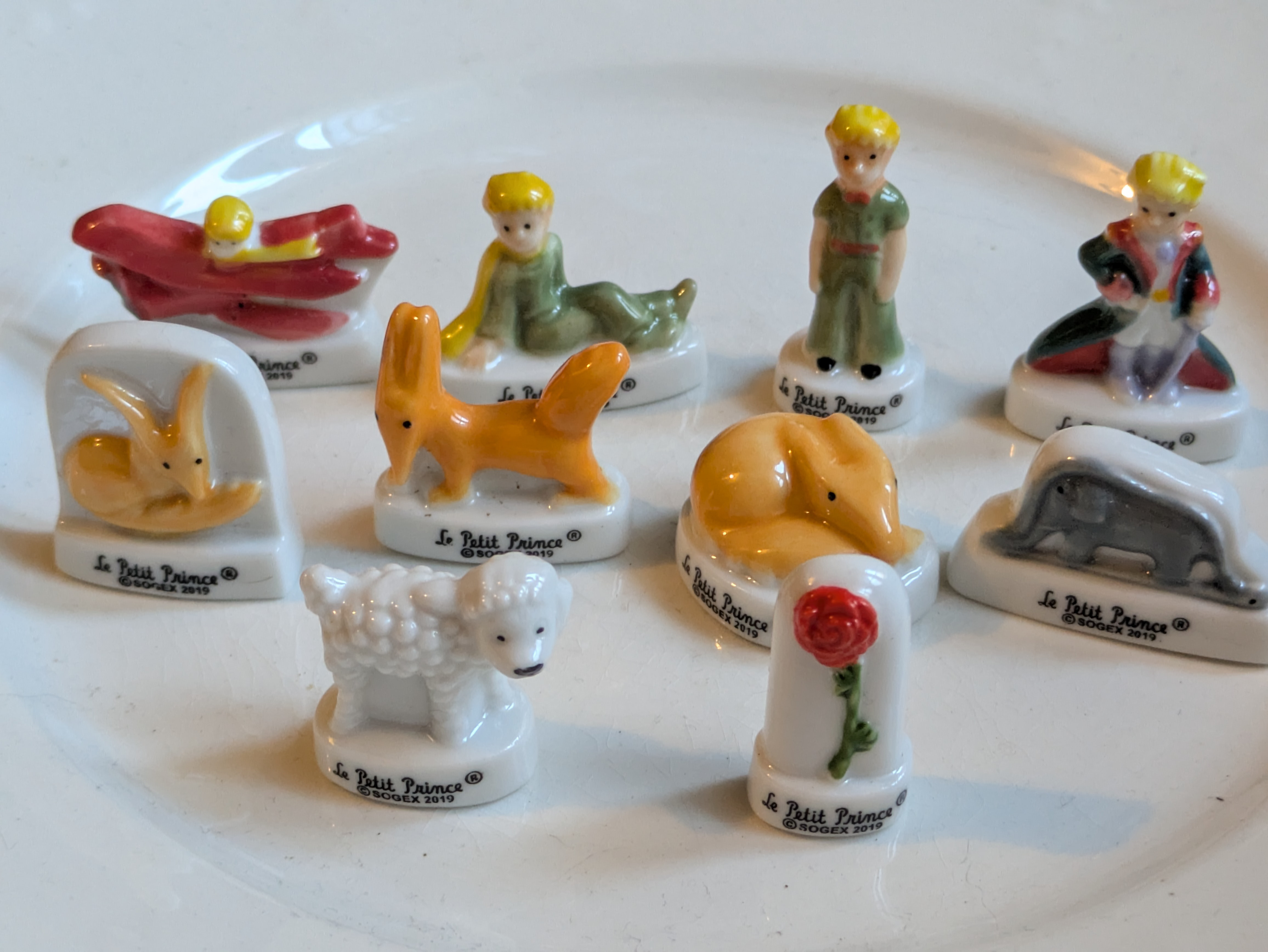 フェーブ  星の王子さま Petit Prince バラ 羊 キツネ 像 陶器の置物 10個セット