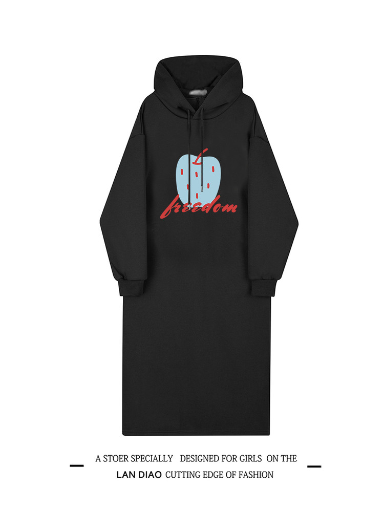 2025 春秋冬斑点リンゴ連帽ウェットドレス 女ルーズ学園風ミッドロングウェットドレス