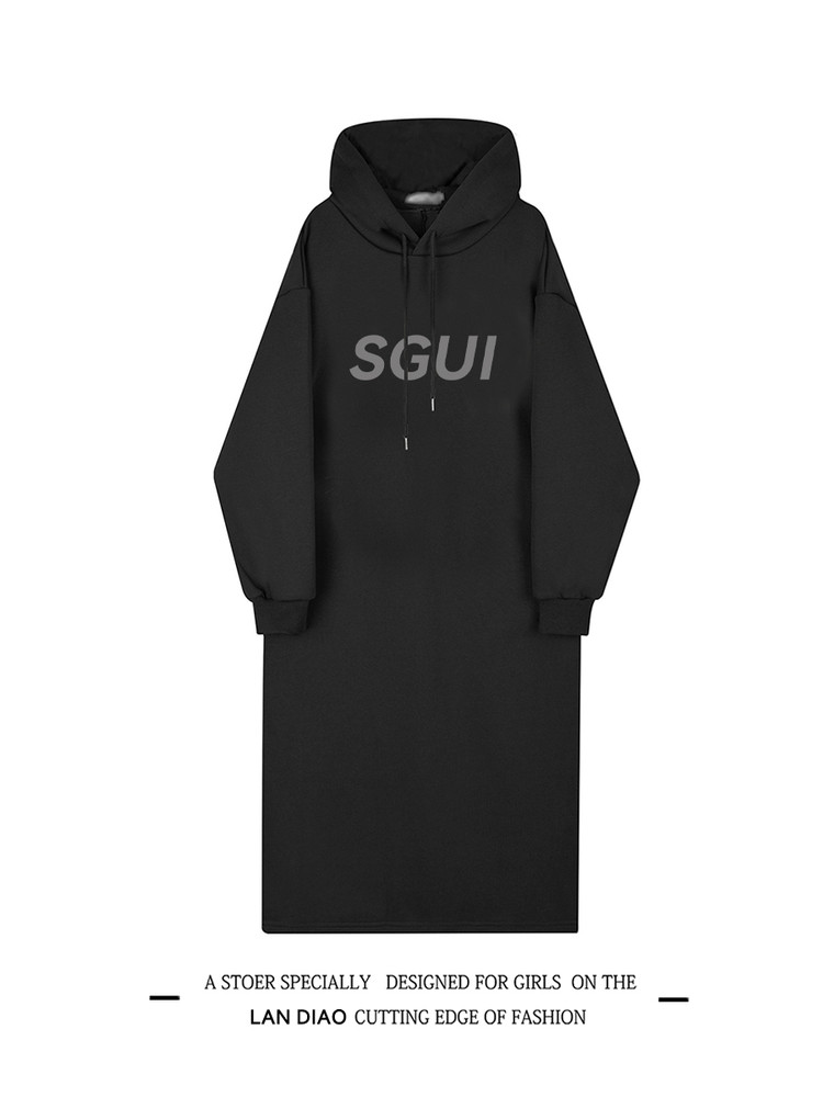 2025 春秋冬復古連帽ウェットドレス 女ルーズ学園風ミッドロングウェットドレス 5,572円
