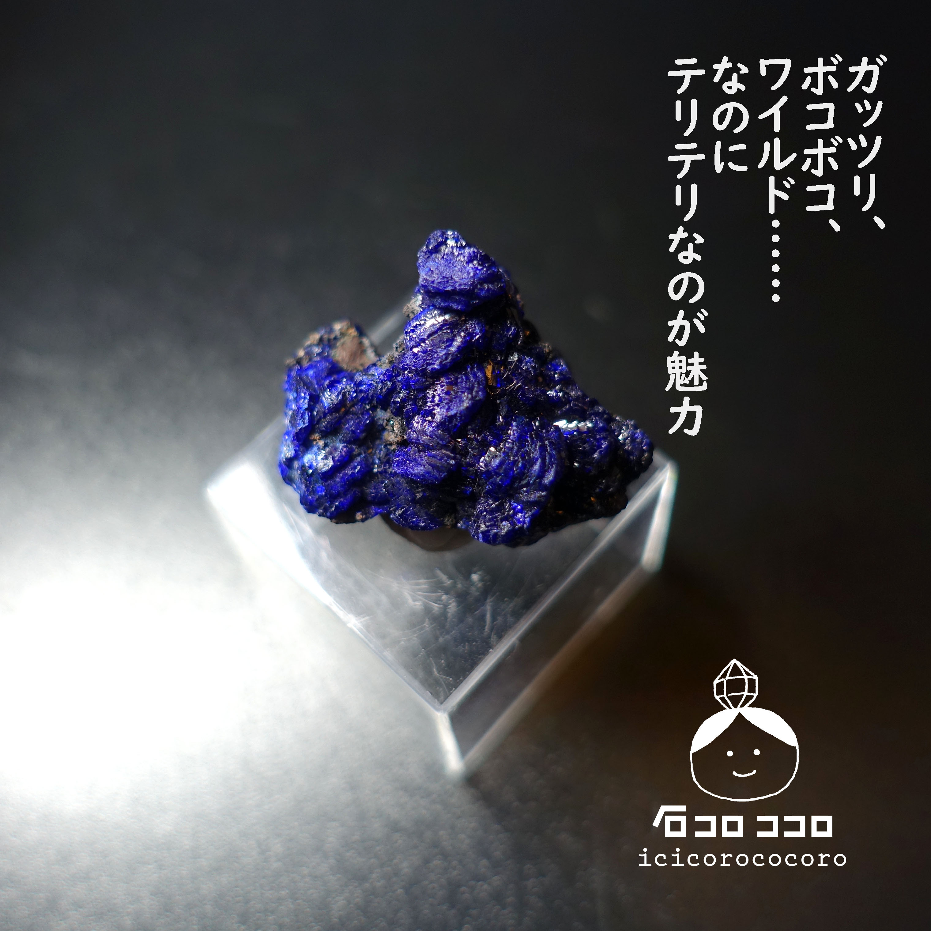 《国内送料無料》 ✦ 青の結晶 ✦ アズライト  13「 ワイルドな青 」　モロッコ直輸入【 かわいい鉱物標本 】