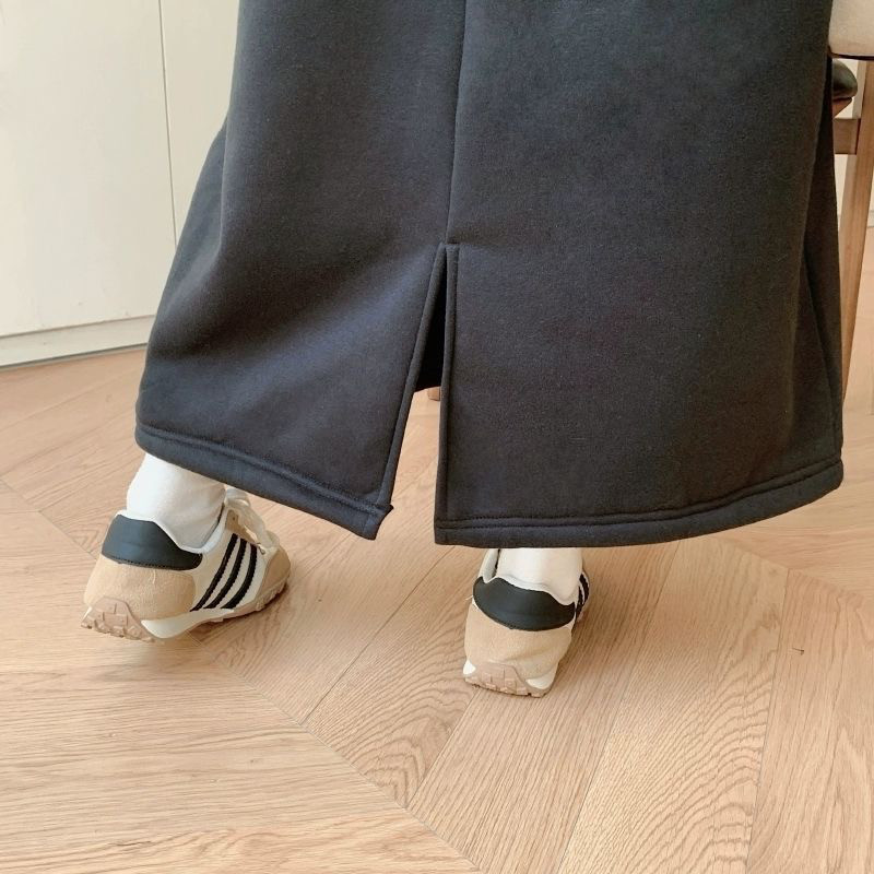 大きいサイズ 秋冬用 フリース裏起毛 厚手 キャラクタープリント ロングダイソンドレス ルーズワンピース