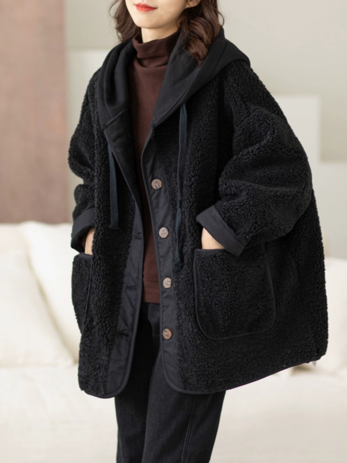 レディース ボアジャケット フード付き 中綿 ゆったり 厚手 カジュアル アウター 秋冬