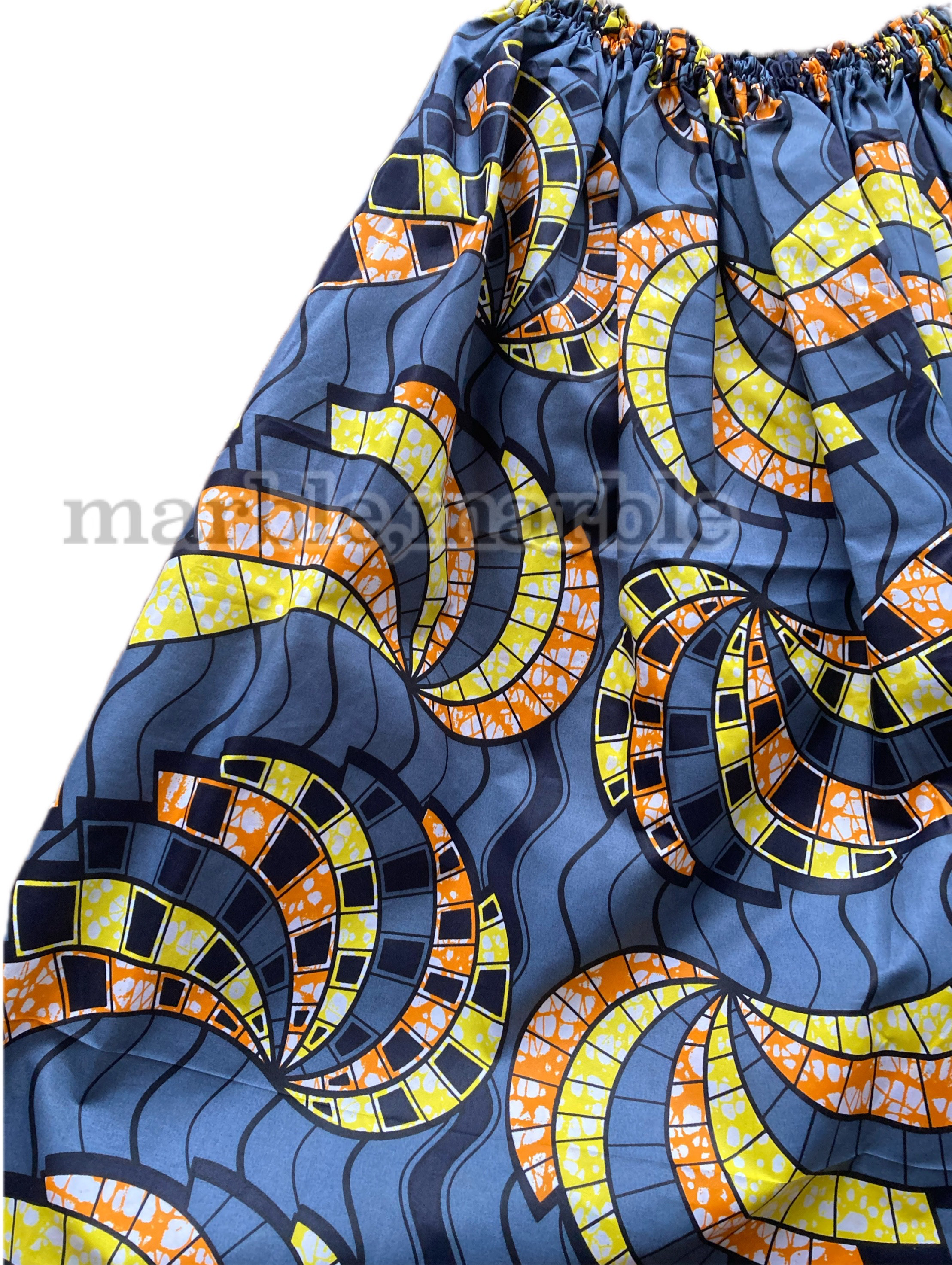 アフリカンスカート　アフリカ布　アフリカンファブリック　ギャザースカート　アフリカンバティック