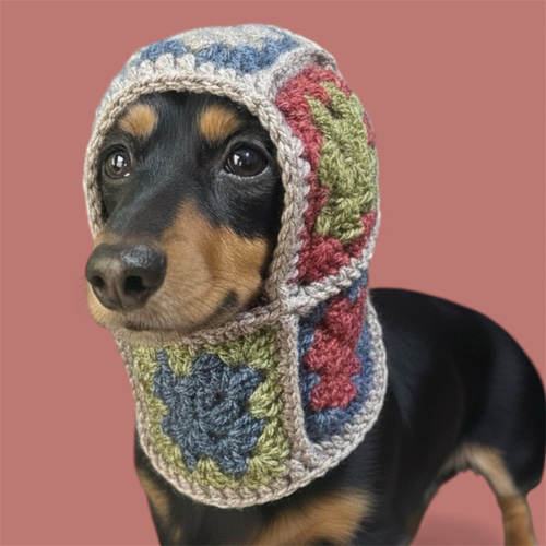 犬用バラクラバ スヌード ニット帽子 グラニースクエア イタグレ