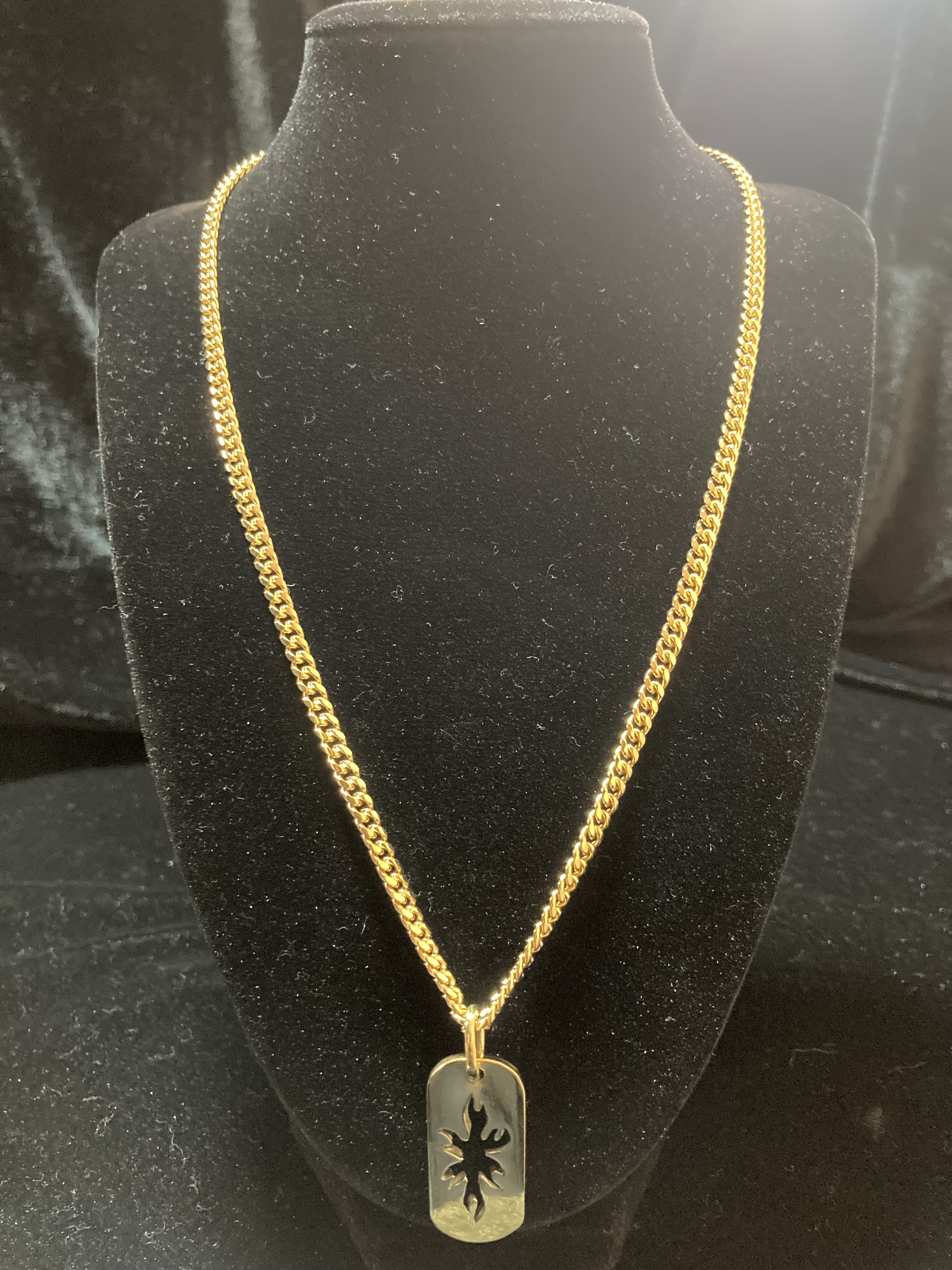 フレイムPendant チェーン付き 真鍮