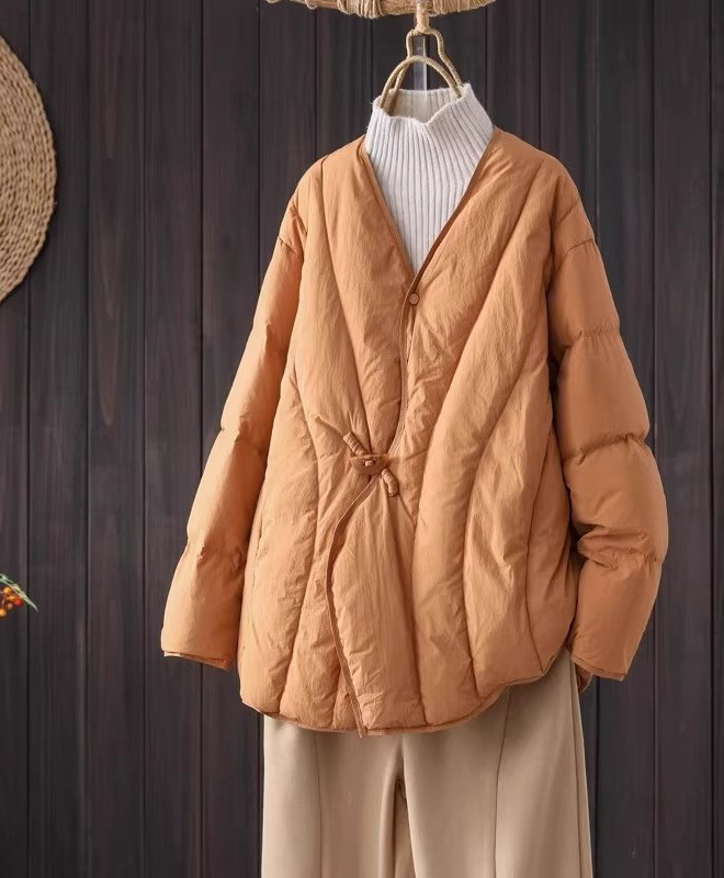 レディース 中綿ジャケット チャイナ風 Vネック ゆったり 厚手 防寒 アウター 冬 4,743円