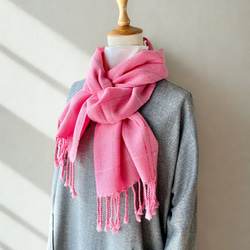 裂織　小さな手織りの青とピンクのストール　ハンドメイド 裂織 小さな手織りの青とピンクのストール ハンドメイド 手織しおり