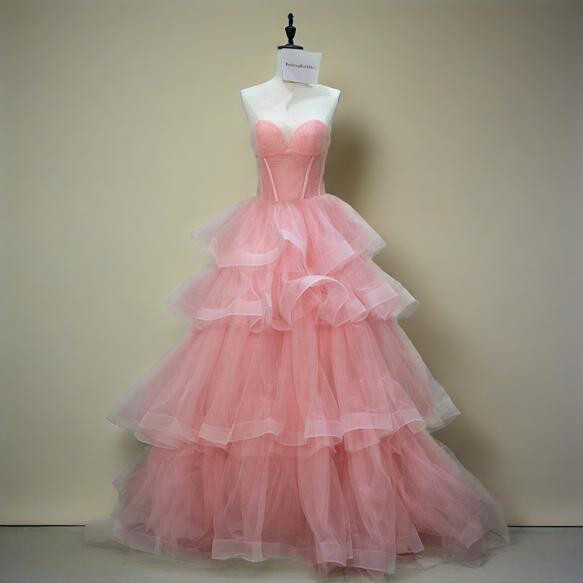 ドリーミー ふんわり柔らか ピンクネット 多層ケーキ ウェディングドレス✨花嫁/パーティ/演奏会