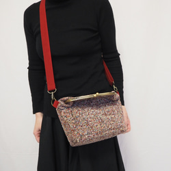 リッチカラーファンシーツイード　がまぐち2wayショルダーバッグ｜ ツイードバッグ｜軽量バッグ｜マルチカラー｜秋冬コーデ 12枚目の画像