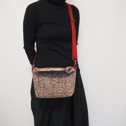 リッチカラーファンシーツイード　がまぐち2wayショルダーバッグ｜ ツイードバッグ｜軽量バッグ｜マルチカラー｜秋冬コーデ 9枚目の画像