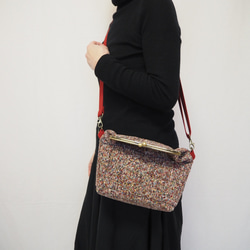 リッチカラーファンシーツイード　がまぐち2wayショルダーバッグ｜ ツイードバッグ｜軽量バッグ｜マルチカラー｜秋冬コーデ 10枚目の画像