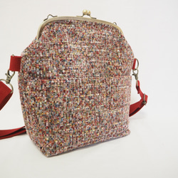リッチカラーファンシーツイード　がまぐち2wayショルダーバッグ｜ ツイードバッグ｜軽量バッグ｜マルチカラー｜秋冬コーデ 4枚目の画像