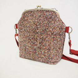 リッチカラーファンシーツイード　がまぐち2wayショルダーバッグ｜ ツイードバッグ｜軽量バッグ｜マルチカラー｜秋冬コーデ 6枚目の画像