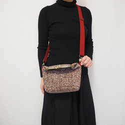 リッチカラーファンシーツイード　がまぐち2wayショルダーバッグ｜ ツイードバッグ｜軽量バッグ｜マルチカラー｜秋冬コーデ 16枚目の画像