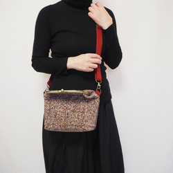 リッチカラーファンシーツイード　がまぐち2wayショルダーバッグ｜ ツイードバッグ｜軽量バッグ｜マルチカラー｜秋冬コーデ 13枚目の画像