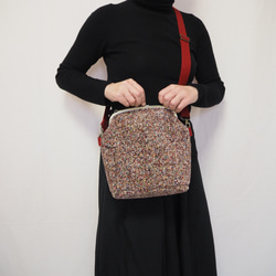 リッチカラーファンシーツイード　がまぐち2wayショルダーバッグ｜ ツイードバッグ｜軽量バッグ｜マルチカラー｜秋冬コーデ 15枚目の画像