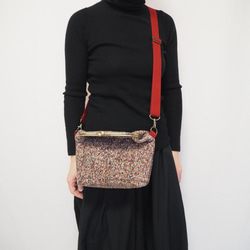 リッチカラーファンシーツイード　がまぐち2wayショルダーバッグ｜ ツイードバッグ｜軽量バッグ｜マルチカラー｜秋冬コーデ 11枚目の画像