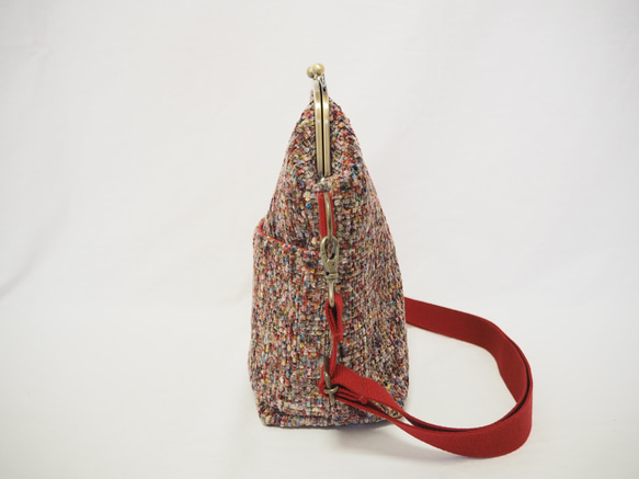 リッチカラーファンシーツイード　がまぐち2wayショルダーバッグ｜ ツイードバッグ｜軽量バッグ｜マルチカラー｜秋冬コーデ 5枚目の画像